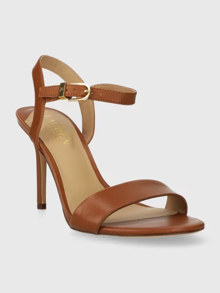 Usnjeni sandali Lauren Ralph Lauren Gwen rjava