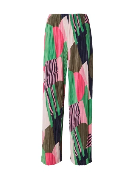 NÜMPH Hlače VIXA tamno / smeđa / travnato zelena / roza plava