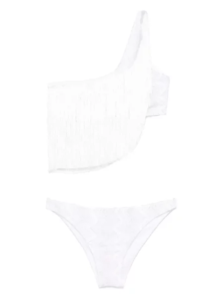 Bikini Missoni cu franjuri cu un umăr gol alb