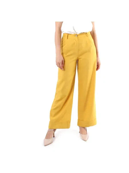 Pantaloni Crochè galben