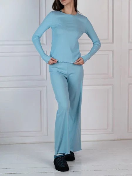 Длинная пижама Elegante голубая