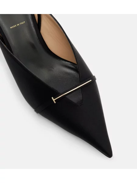 Pantofi cu toc Tom Ford din satin slingback negru
