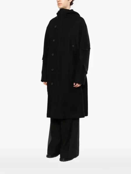 Palton Yohji Yamamoto cu glugă negru
