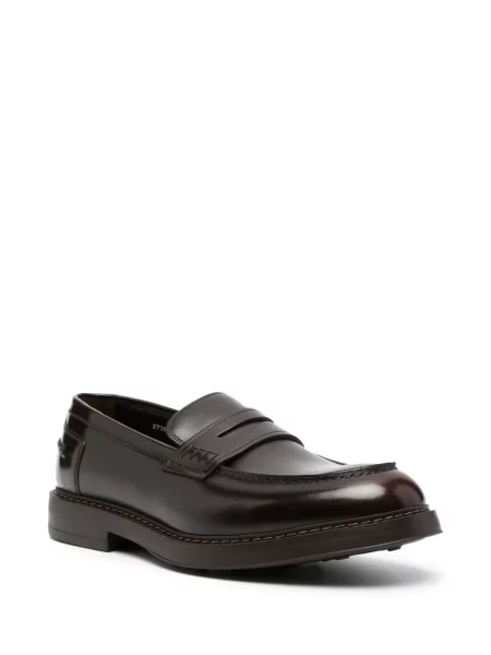 Loafersy Doucal's skórzane brązowe