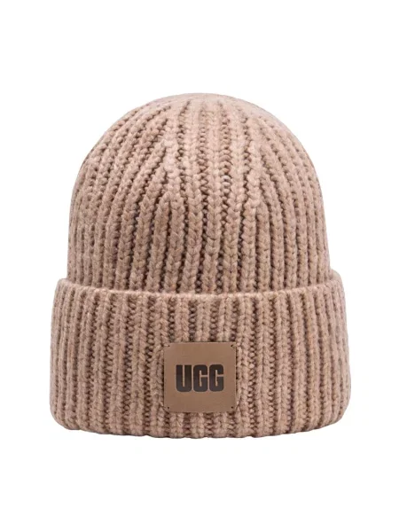 UGG czapka beanie z dodatkiem wełny brązowa