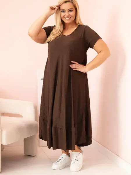 Rochie mini Kesi Włoski cu mâneci scurte scurtă de costum maro