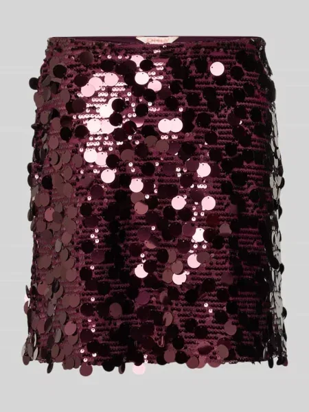 Spódnica mini z cekinowym obszyciem model ‘JADEL’ Only bordowa