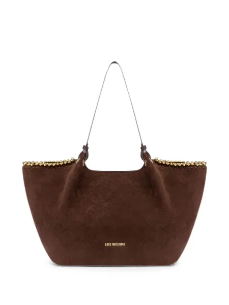 Geantă Love Moschino din piele de căprioară maro