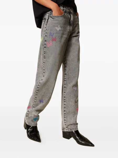 Blugi Twinset cu broderie gri