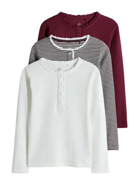 The Set Tricou ciocolatiu / roșu bordeaux alb