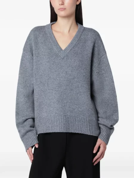 Pulover Almada Label cu decolteu în V gri