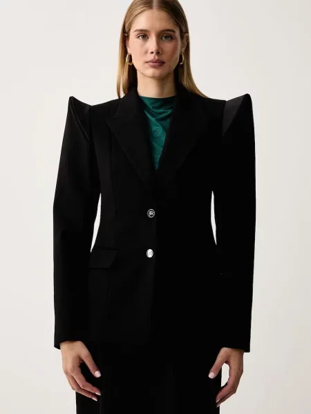 Karl Lagerfeld sacou cu un singur rând de pentru femei cu vâscoză negru