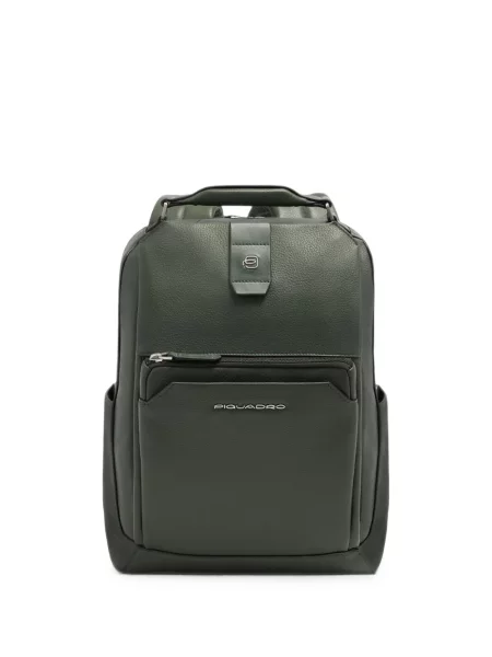 Rucsac Piquadro din piele cu autograf verde