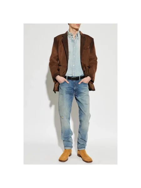 Koszulka Acne Studios retro niebieska