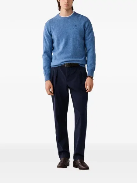 Pulover Hackett London cu decolteu rotund albastru