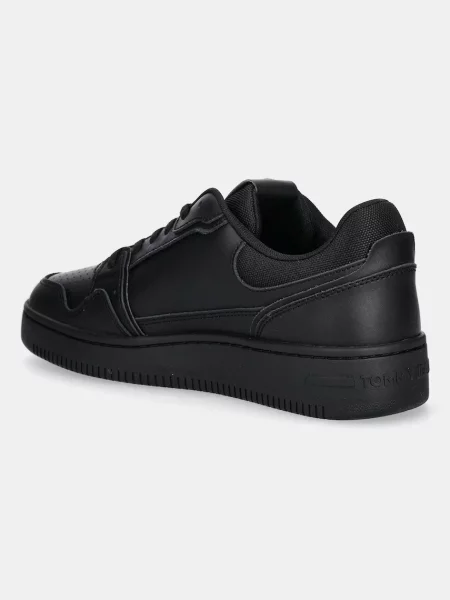 Tommy Jeans bőr sportcipő TJM RETRO BASKET fekete