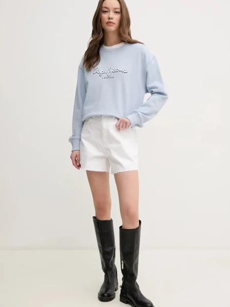 Pepe Jeans szorty jeansowe A-LINE SHORT UHW RACHEL gładkie high waist biały