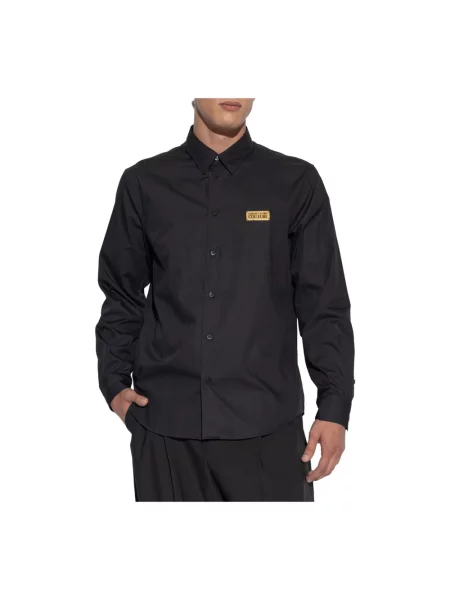 Versace Jeans Couture Koszule Mężczyzna XL Koszula z aplikacją z logo czarny