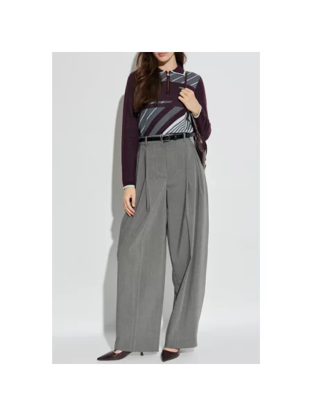 Koszulka Casablanca w paski wełniana z długim rękawem czerwona