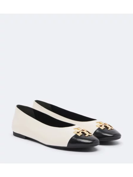 Kožené baleríny Tory Burch béžové