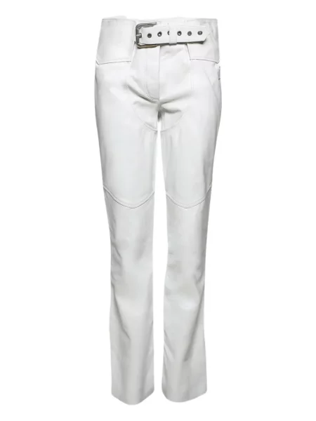 Pantaloni Angelica Montini Studios din piele alb