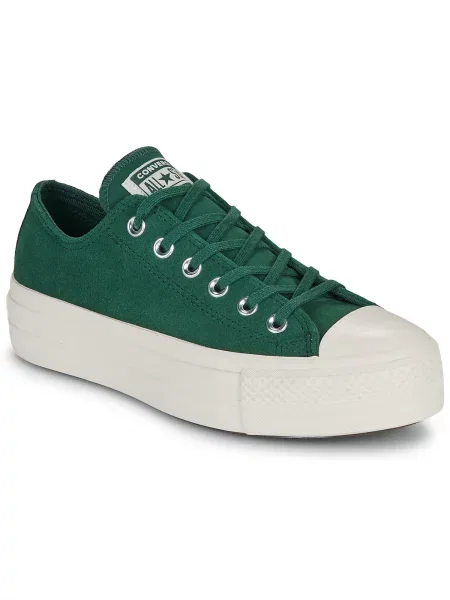 Superge Converse Chuck Taylor All Star iz semiša s platformo zelena