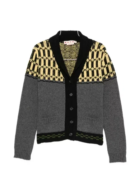Gulerat cardigan Marni cu imprimeu geometric gri
