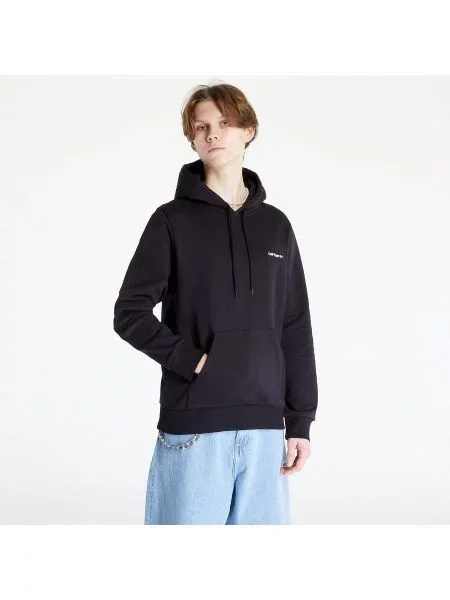 Mikina Carhartt WIP Hooded Script Embroidery Sweat Black/ White bílá