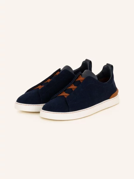 Zegna Sneakersy Wsuwane Triple Stitch blau granatowe