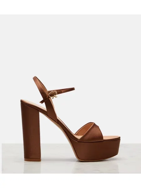 Sandale Gianvito Rossi din satin cu platformă maro