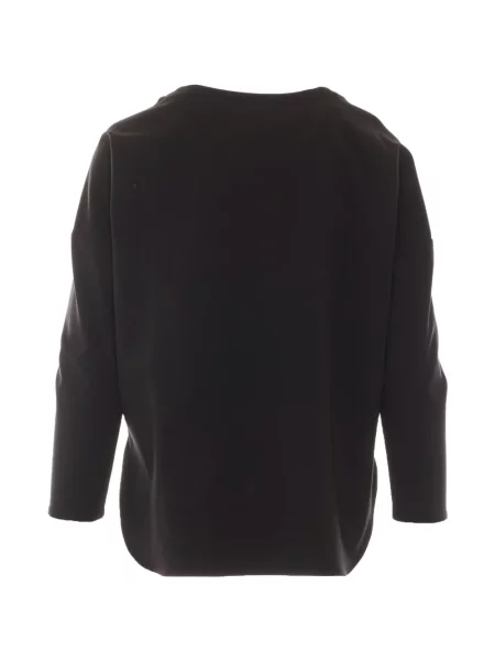 Lung tricou Rue Du Bac cu decolteu rotund negru