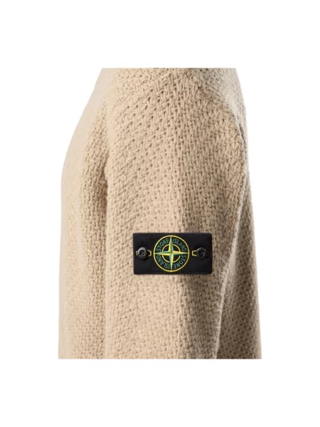 Sweter Stone Island wełniany z kamieniami brązowy