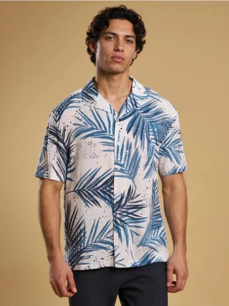 Sinsay koszula z letnim motywem niebieski