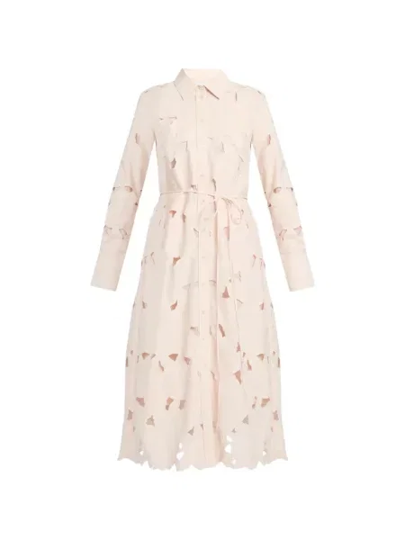 Długa sukienka koszulowa Erdem garniturowa różowa