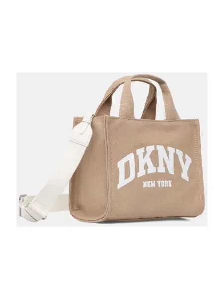 Shopperka Dkny płócienna z logo beżowa