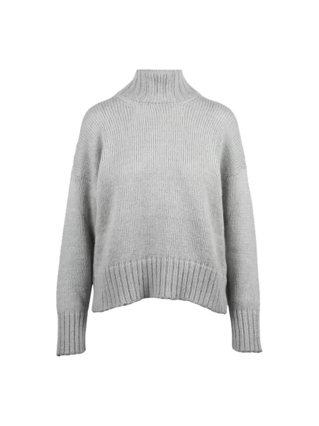 Sweter z golfem Alpha Studio wełniany szary