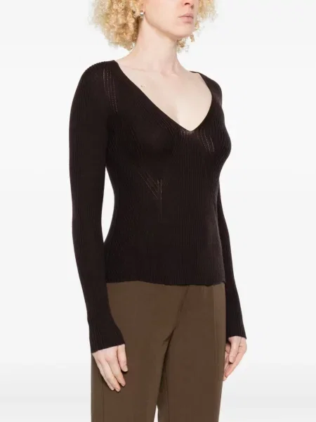 Pulover Twinset cu decolteu în V maro