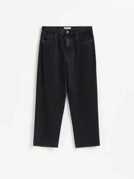 Reserved Blugi loose cu efect prespălat negru