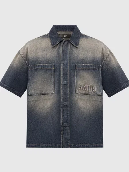Джинсовая рубашка Amiri с потертостями синяя