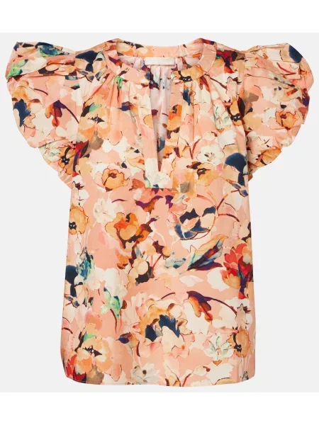 Top Ulla Johnson s cvetličnim vzorcem roza
