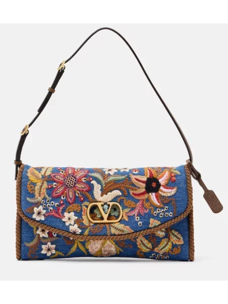 Geantă Valentino Garavani cu broderie albastru