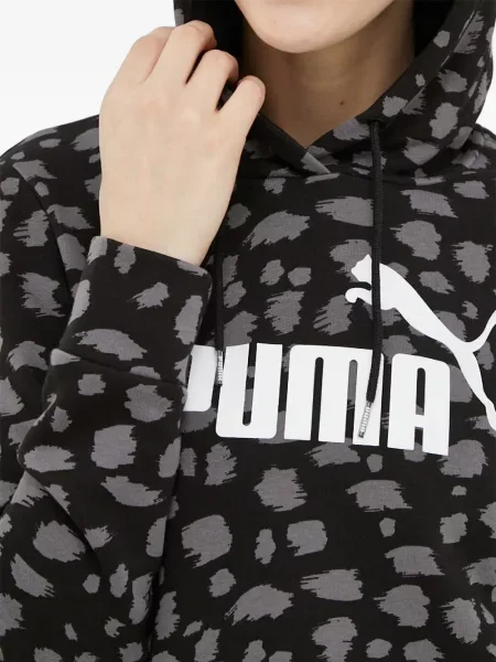 Hanorac cu glugă Puma cu imagine cu model leopard negru