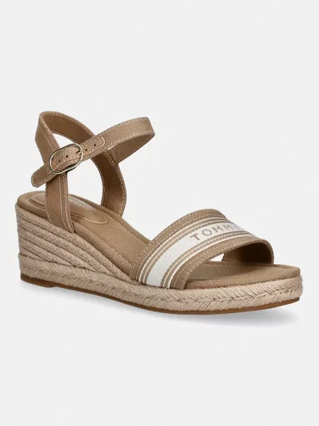 Tommy Hilfiger sandale wedges MID WEDGE ESPAD WEBBING bej