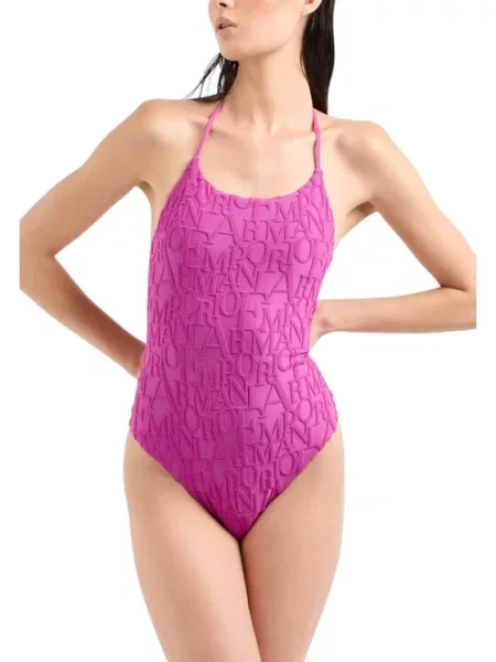 Emporio Armani Купальник intero Emporio Armani jacquard 3D фіолетовий