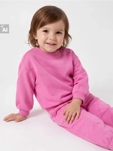 Sinsay komplet: crewneck mikina a jogger kalhoty s výšivkou sytě růžová