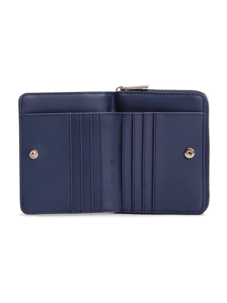 Tommy Hilfiger Peňaženka Th Icon Med Za W/ Flap Jacquard Modrá béžová