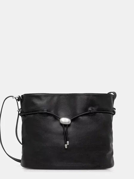 Кожена чанта Trussardi черно