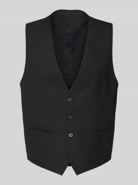 Kamizelka garniturowa z listwą guzikową i dodatkiem żywej wełny Hechter Paris czarna