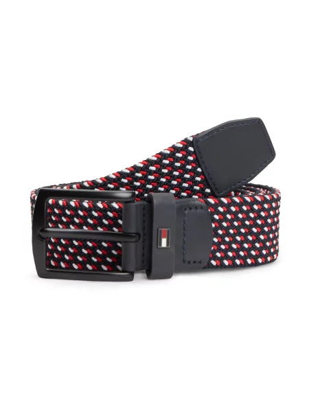 TOMMY HILFIGER Curea DENTON albastru închis / roșu alb