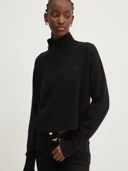 Hugo Blue pulover femei cu turtleneck negru